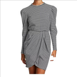 Derek Lam IO Crosby Nyla Puff Sleeve striped Cotton mini dress Size SM